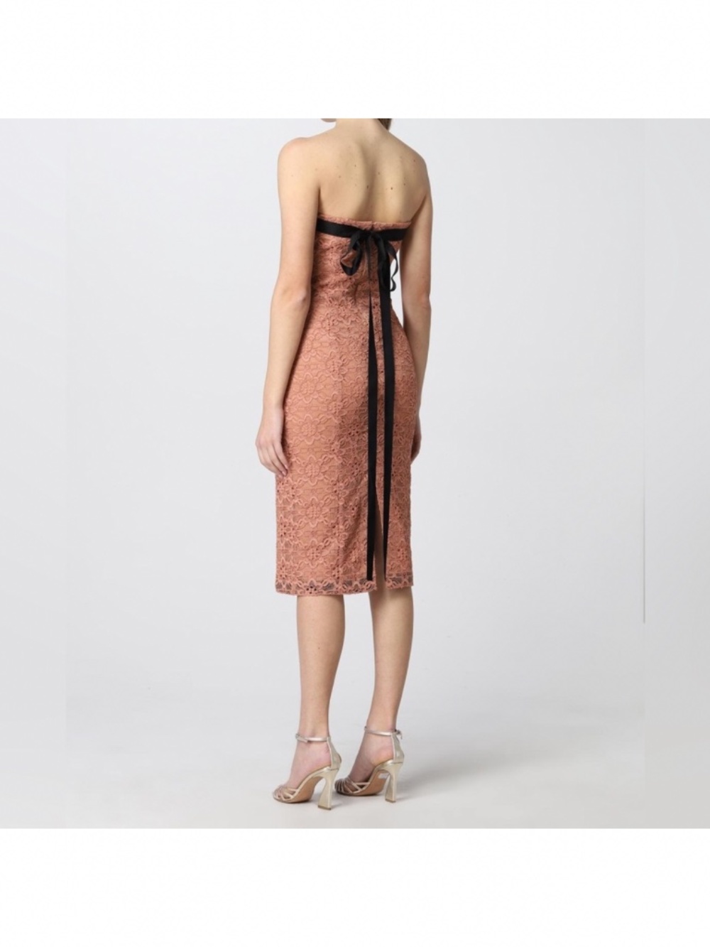 Pinko strapless sheath dress in lace